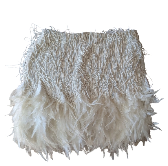Nadine Merabi Sara Beaded Fringe Feathered Skirt Size M/6 - Picture 4 of 13